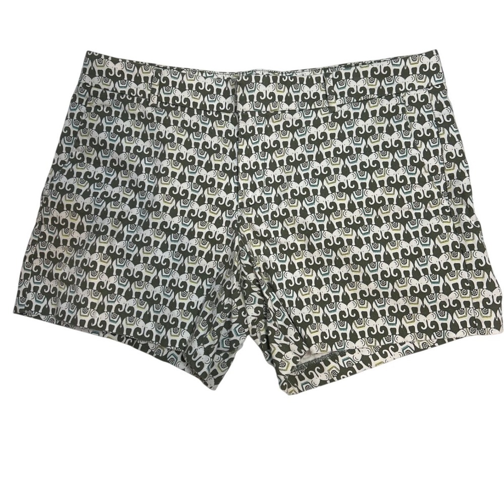 Banana Repub Cotton blend Elephant Print Shorts‎ Olive Green Size 8 WOM